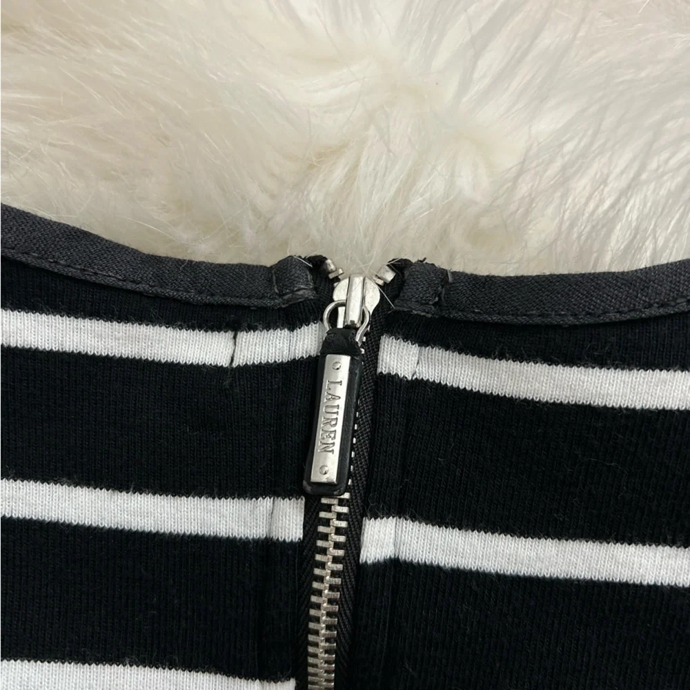 Ralph Lauren Black and White Sheath Dress 3/4 Sleeve Crew Neck